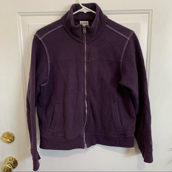 Columbia Purple High Neck Full Zip Cotton Blend Jacket Size Medium - Picture 1 of 8